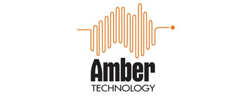 Amber Technology company logo. Listening and learning never looked so good with Swedish designed headphones and ear buds