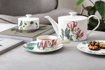 Villeroy & Boch. Flowery porcelain dining set on dining table